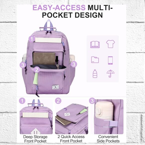 NWT! 18L Lightweight Water-resistant Backpack w/Two Sections & Bottle Pockets - Picture 3 of 16